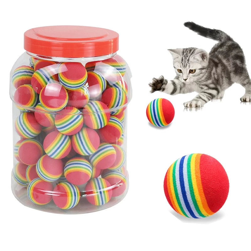 10pcs rainbow EVA cat training balls