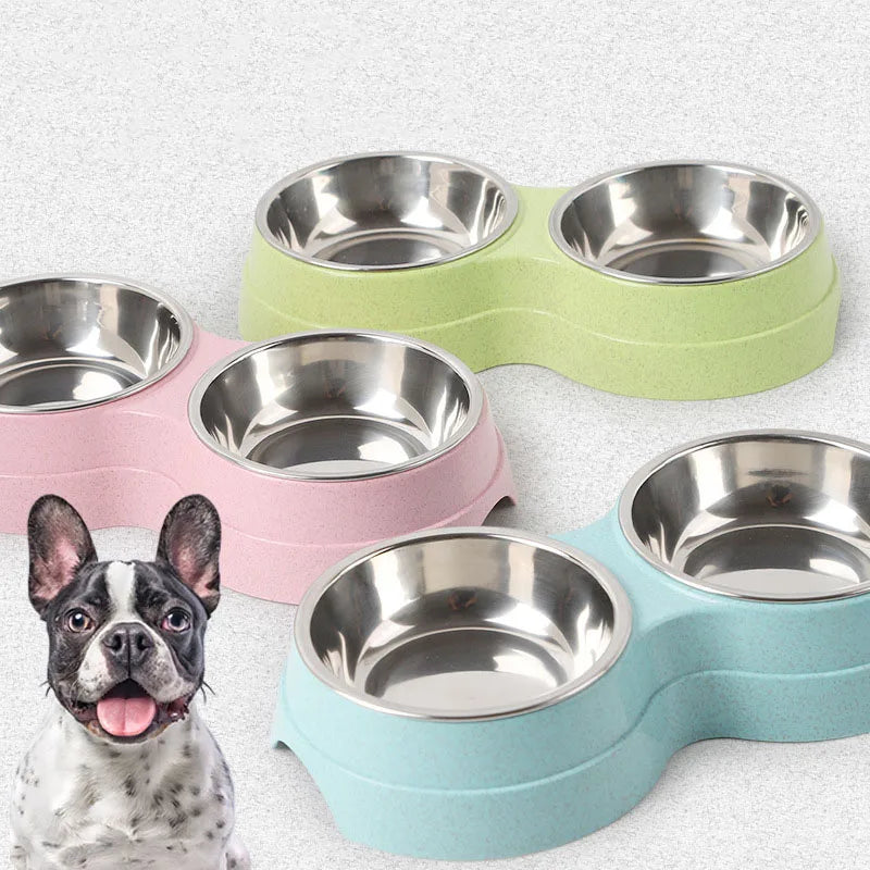 Double pet food water bowls