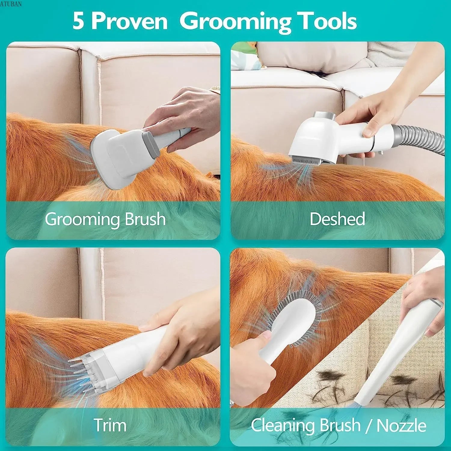 Pet grooming kit vacuum
