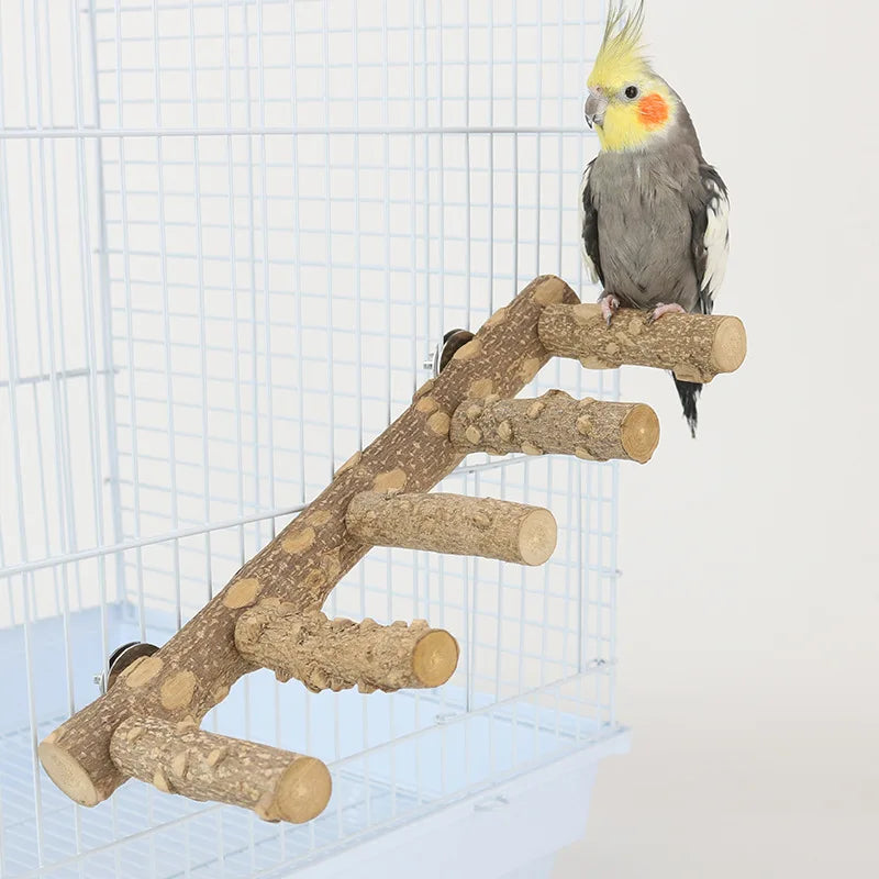 Wood parrot climb branch ladder