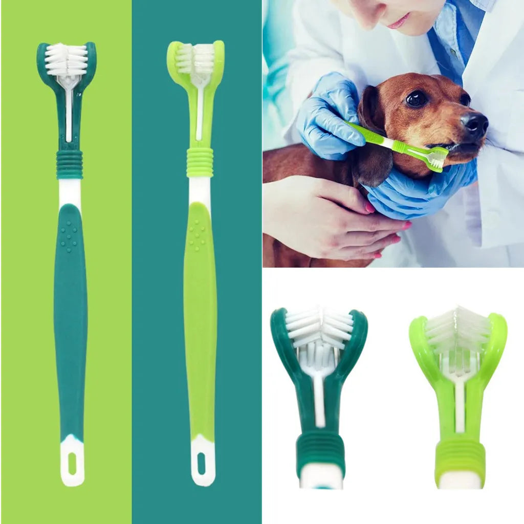 3-Sided pet toothbrush